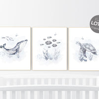 Ocean nursery decor, Nautical nursery print set, under the sea nursery, gender neutral nursery, ocean, nautical, Under the sea wall art