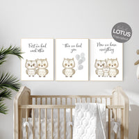 Owl nursery wall art, grey nursery, first we had each other then we had you, gender neutral nursery, owl prints for nursery, owl wall art