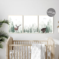 Woodland nursery prints, nursery wall art, forest wall art, green nursery decor, adventure nursery decor, tree nursery prints, woods nursery
