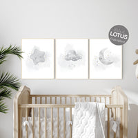 Nursery prints grey, gray gold nursery, nursery decor neutral, baby room decor gender neutral, moon and stars, grey gold, baby room art