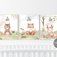 Woodland nursery decor, animals prints, woodland nursery prints, jungle animals, nursery wall art woodland, nursery prints gender neutral,
