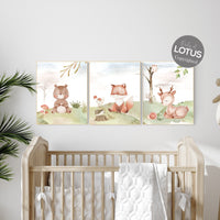 Woodland nursery decor, animals prints, woodland nursery prints, jungle animals, nursery wall art woodland, nursery prints gender neutral,