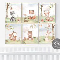 Woodland nursery decor, animals prints, gender neutral nursery, jungle animals, gender neutral nursery, Woodland Nursery, woodland animals
