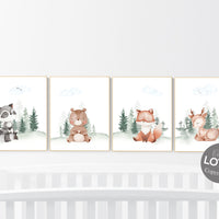 Nursery decor woodland, Woodland Nursery Wall Art, Woodland Print Set, animal prints, Woodland Animal Prints, gender neutral nursery