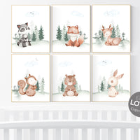 Nursery decor woodland, Woodland Nursery Wall Art, Woodland Print Set, animal prints, Woodland Animal Prints, gender neutral nursery