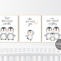 Penguin nursery, first we had each other sign, baby room wall art, nursery wall art penguin, nursery wall art, penguins nursery