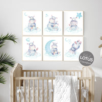 Nursery prints hippo, hippos, animal prints, teal nursery, nursery decor gender neutral, hippopotamus, cute hippo, nursery wall art, teal