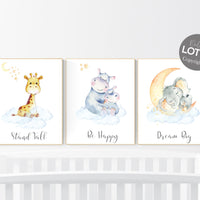 Nursery decor floral jungle, nursery decor animals, Nursery prints, gender neutral nursery, elephant nursery, giraffe nursery, hippo nursery