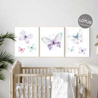 Nursery decor girl butterfly, pink, purple, teal nursery, mint pink nursery, girl room prints, baby girl nursery wall art butterfly wall art