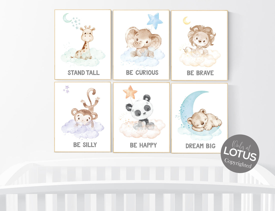 Nursery decor animals, animals prints, nursery art woodland, nursery prints gender neutral, animal nursery, safari animals, jungle animals