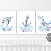 Ocean nursery decor, Nautical nursery print set, under the sea nursery, gender neutral nursery, ocean, nautical, Under the sea wall art