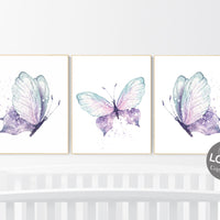 Nursery decor girl butterfly, purple mint, Butterfly Nursery Art, Butterfly Nursery Decor for Baby Girl, lilac, lavender, aqua, mint purple