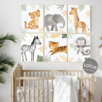 Safari Nursery Wall Prints, Boho Nursery Prints, nursery wall art animals, sage green nursery, Boho Nursery decor, jungle animals, woodland