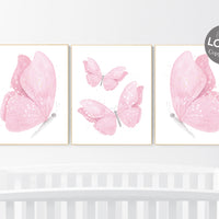 Nursery decor girl butterflies, Butterfly Nursery Art, Girl Nursery Art, Butterfly Nursery Decor for Baby Girl, Butterfly Art, light pink