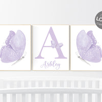 Purple nursery decor, nursery decor girl butterfly, lilac nursery decor, girl nursery prints, lavender nursery wall art, butterfly nursery