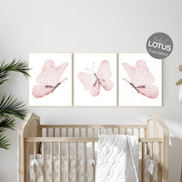 Butterfly Nursery Art: Light Pink Watercolor Prints