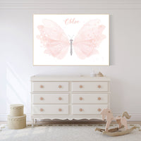 Nursery decor girl, butterfly print, Blush pink, name nursery, Butterfly Nursery Art, girls room, blush nursery, girl nursery wall art
