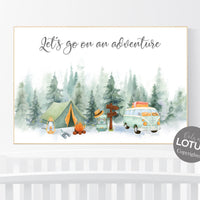 Woodland nursery, camping nursery, let's go on an adventure, tree nursery, Camping Prints, Adventure Nursery Decor, Travel nursery