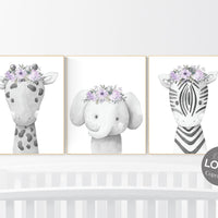 Nursery decor girl animals, flower nursery, girl nursery, Animals Prints, Woodland Nursery Decor, Safari Nursery Wall Art, floral nursery