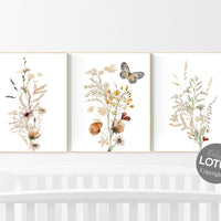 Boho Nursery wall art,, Wildflower Nursery Decor, Floral Nursery, Girl Nursery Decor, vintage flower nursery, Botanical Print, home decor