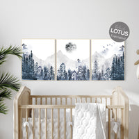 Nursery decor mountain, navy nursery, gender neutral, woodland nursery, adventure theme nursery, navy blue nursery, forest nursery mountains