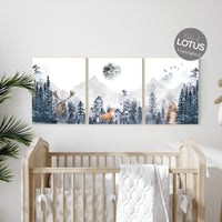 Nursery decor woodland, woodland animals, mountain wall art, tree nursery decor, adventure theme nursery, forest nursery, navy blue nursery