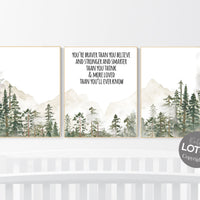 Nursery decor mountain, nursery wall art, tree nursery decor, adventure theme nursery, forest, sage green, beige, woodland nursery