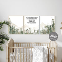 Nursery decor mountain, nursery wall art, tree nursery decor, adventure theme nursery, forest, sage green, beige, woodland nursery
