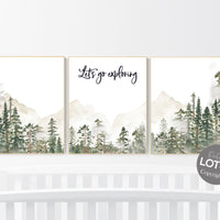 Nursery decor mountain, nursery wall art, tree nursery decor, adventure theme nursery, forest, sage green, beige, woodland nursery