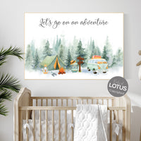 Woodland nursery, camping nursery, let's go on an adventure, tree nursery, Camping Prints, Adventure Nursery Decor, Travel nursery