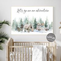 Camping nursery, Woodland nursery, let's go on an adventure, tree nursery, Camping Prints, Adventure Nursery Decor, Travel nursery