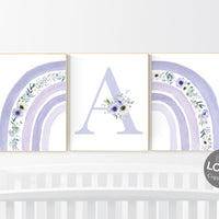 Nursery decor girl rainbow, purple nursery, floral rainbow, rainbow nursery wall art, lavender nursery, lilac nursery, girls room decor