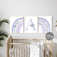 Nursery decor girl rainbow, purple nursery, floral rainbow, rainbow nursery wall art, lavender nursery, lilac nursery, girls room decor