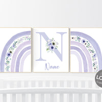 Purple nursery, Girls room decor, rainbow nursery wall art, lavender nursery, lilac nursery, girls room decor, flower rainbow, rainbow art