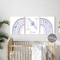 Purple nursery, Girls room decor, rainbow nursery wall art, lavender nursery, lilac nursery, girls room decor, flower rainbow, rainbow art