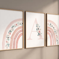 Nursery prints rainbow, Nursery decor girl, flower nursery, blush pink, rainbow nursery, girls nursery wall art, floral rainbow prints