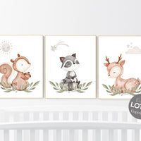 Animal nursery decor, woodland nursery prints, jungle animals, gender neutral nursery, Woodland Nursery, animal prints, fox, deer, raccoon