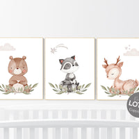 Animal nursery decor, woodland nursery prints, jungle animals, gender neutral nursery, Woodland Nursery, animal prints, fox, deer, raccoon