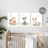 Animal nursery decor, woodland nursery prints, jungle animals, gender neutral nursery, Woodland Nursery, animal prints, fox, deer, raccoon