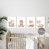 Nursery decor woodland, jungle animals, gender neutral nursery, Woodland Nursery Wall Art, Woodland Print Set, animal prints,