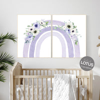 Purple nursery, Nursery decor girl rainbow, Boho Rainbow Set, lilac nursery, Nursery Decor boho, rainbow nursery, flower nursery, set of 2