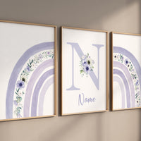 Purple nursery, Girls room decor, rainbow nursery wall art, lavender nursery, lilac nursery, girls room decor, flower rainbow, rainbow art