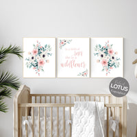 Nursery decor girl blush, In a field of roses she is a wildflower, nursery decor girl floral, peach nursery decor, flower nursery