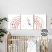 Nursery prints rainbow, Nursery decor girl, flower nursery, blush pink, rainbow nursery, girls nursery wall art, floral rainbow prints