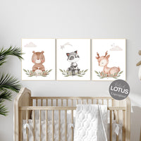 Animal nursery decor, woodland nursery prints, jungle animals, gender neutral nursery, Woodland Nursery, animal prints, fox, deer, raccoon