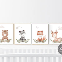 Nursery decor woodland, jungle animals, gender neutral nursery, Woodland Nursery Wall Art, Woodland Print Set, animal prints,