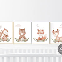 Nursery decor woodland, jungle animals, gender neutral nursery, Woodland Nursery Wall Art, Woodland Print Set, animal prints,