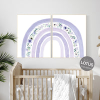 Nursery decor girl rainbow, purple nursery, Boho Rainbow Set, lilac nursery, Nursery Decor boho, rainbow nursery, flower nursery, set of 2