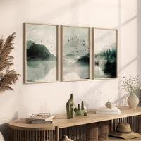 Landscape print, sage green, mountain wall art, landscape wall art, green nursery, neutral wall art prints, forest decor, nature prints