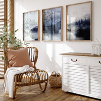 Landscape print, mountain wall art, landscape wall art, navy blue, neutral wall art prints, forest decor, nature prints, navy nursery